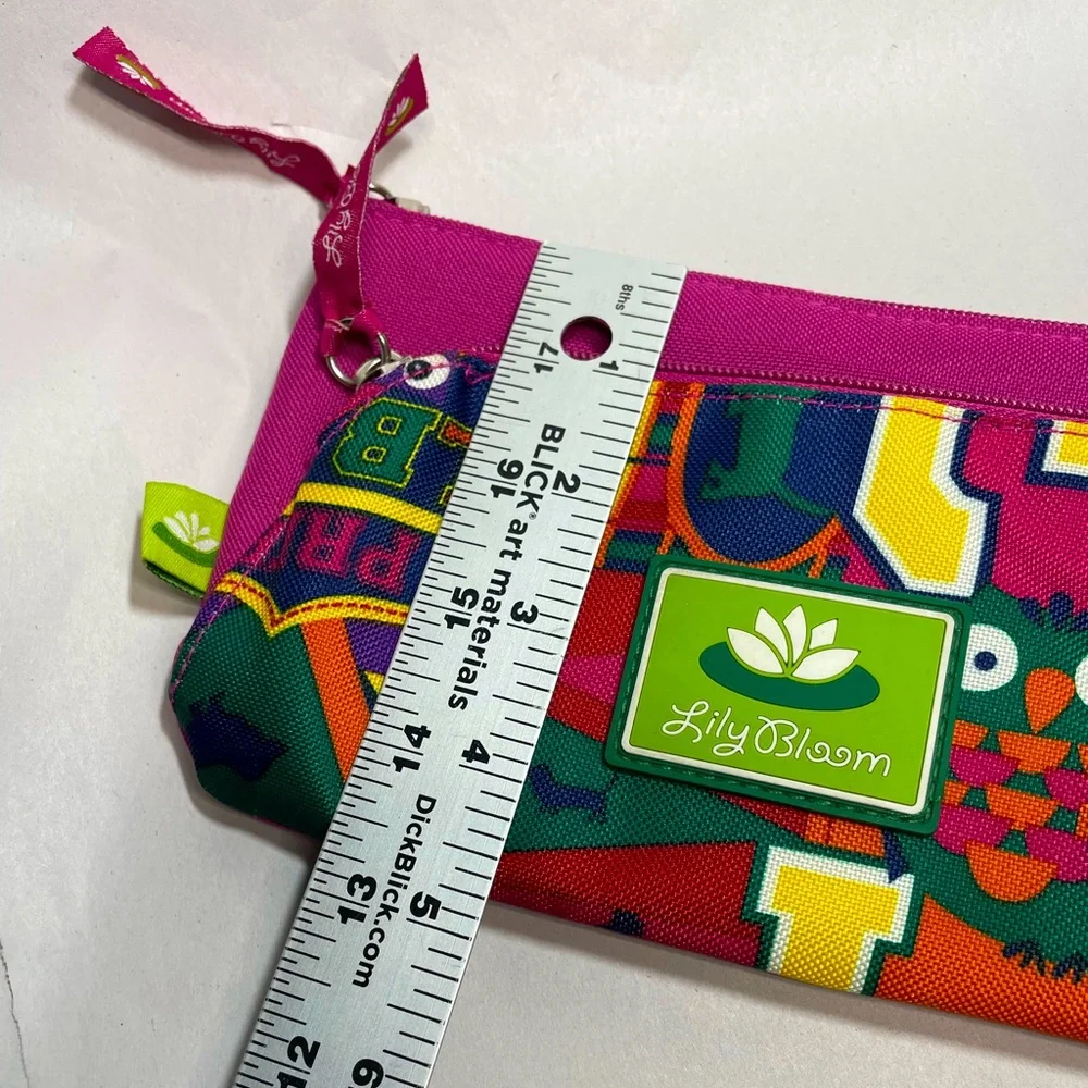 Lily Bloom magenta school Prep owl graphic fabric wristlet wallet
